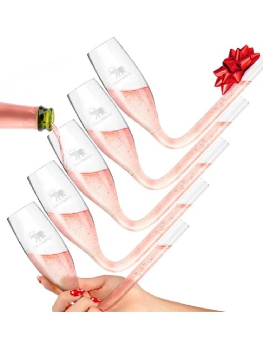 Chambong 5-Piece Acrylic Champagne Flutes NEW Unused Party Set Bachelorette